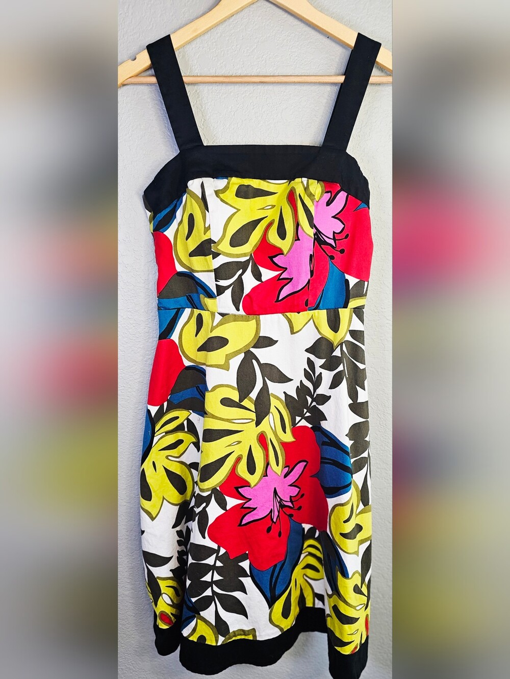Madison Leigh Tropical Floral Sundress Size 12P Petite Adjustable Button Strap
